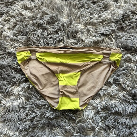 DKNY Womens Size Small S Bikini Bottom Neon Green Brown Y2K Vintage 90s Retro - Picture 1 of 5